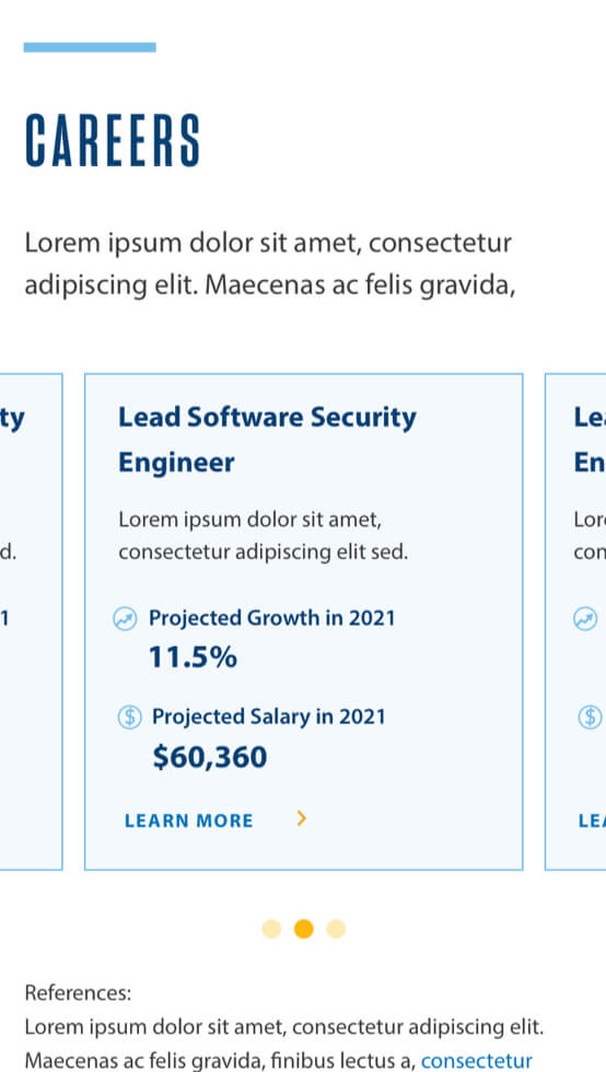 Element mobile website cards