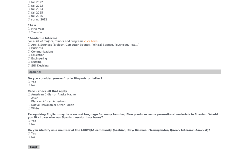 10 Best Higher Education Website Design Ideas to Boost Enrollment 25 Elon Forms 3