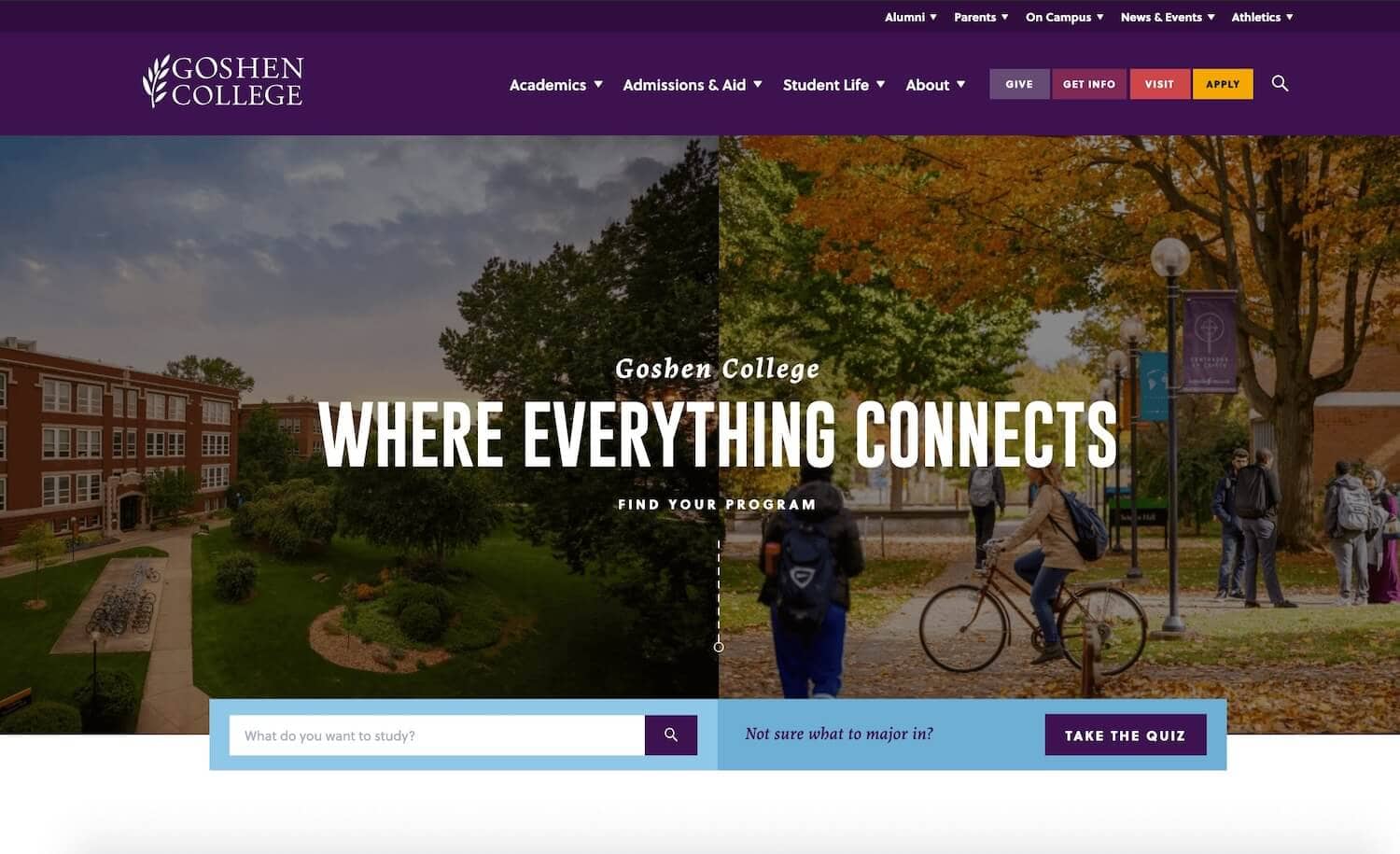 10 Best Higher Education Website Design Ideas to Boost Enrollment 17 A CTA used on Goshen College's website