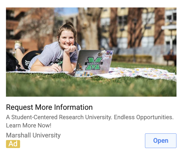 Marshall University | Paid Media Management 5 Marshall ad 6
